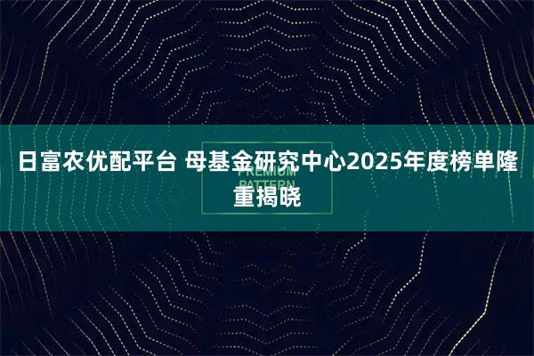 日富农优配平台 母基金研究中心2025年度榜单隆重揭晓