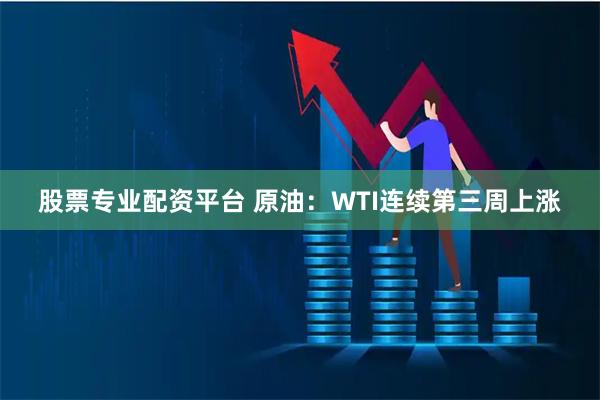 股票专业配资平台 原油：WTI连续第三周上涨